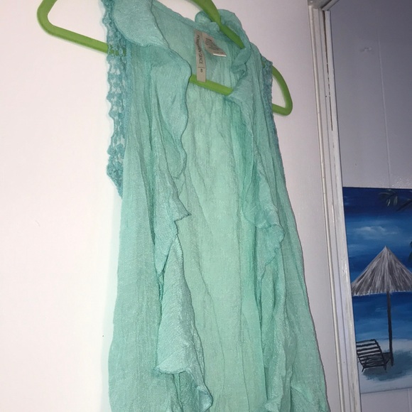 Tops Mint Green Vest With Lace Bottom Poshmark